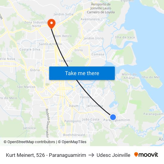 Kurt Meinert, 526 - Paranaguamirim to Udesc Joinville map