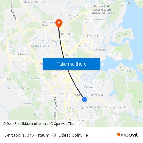 Anitapolis, 347 - Itaum to Udesc Joinville map