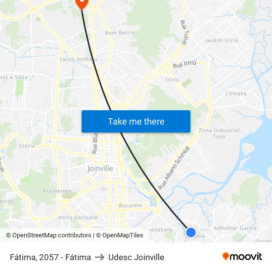 Fátima, 2057 - Fátima to Udesc Joinville map