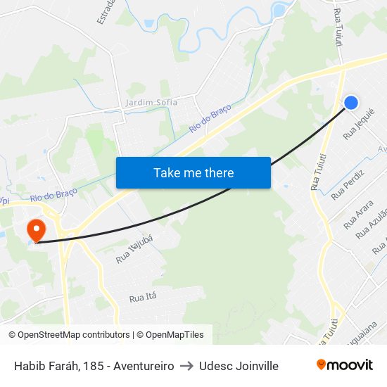 Habib Faráh, 185 - Aventureiro to Udesc Joinville map