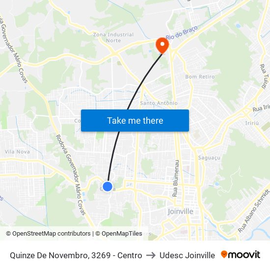 Quinze De Novembro, 3269 - Centro to Udesc Joinville map