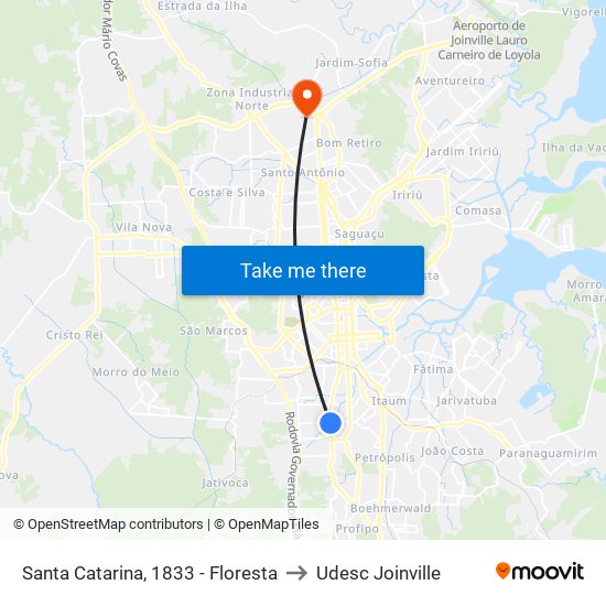 Santa Catarina, 1833 - Floresta to Udesc Joinville map