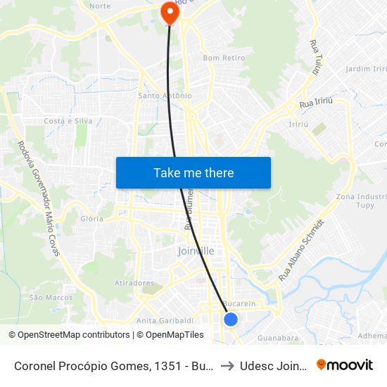 Coronel Procópio Gomes, 1351 - Bucarein to Udesc Joinville map