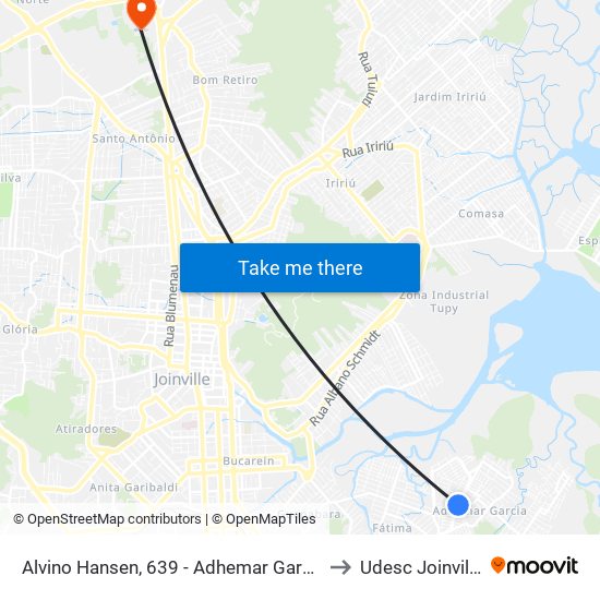 Alvino Hansen, 639 - Adhemar Garcia to Udesc Joinville map