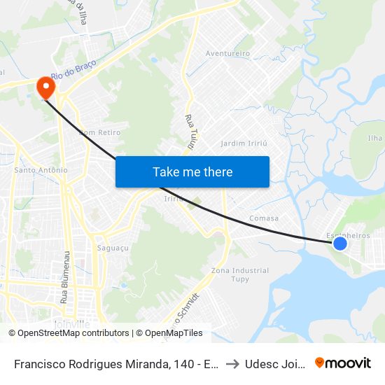 Francisco Rodrigues Miranda, 140 - Espinheiros to Udesc Joinville map