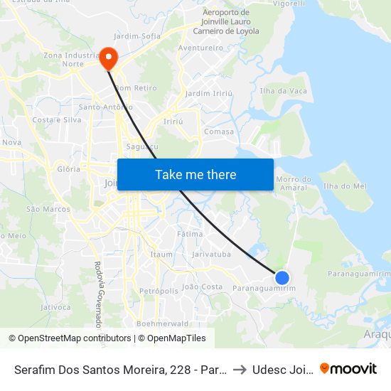 Serafim Dos Santos Moreira, 228 - Paranaguamirim to Udesc Joinville map