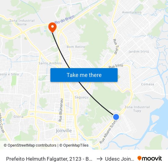 Prefeito Helmuth Falgatter, 2123 - Boa Vista to Udesc Joinville map