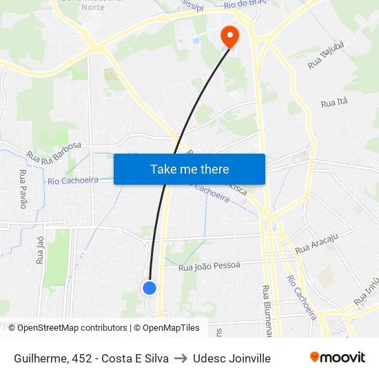 Guilherme, 452 - Costa E Silva to Udesc Joinville map