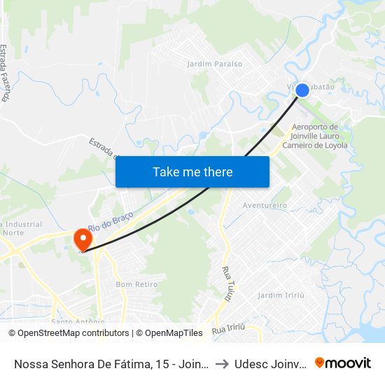 Nossa Senhora De Fátima, 15 - Joinville to Udesc Joinville map