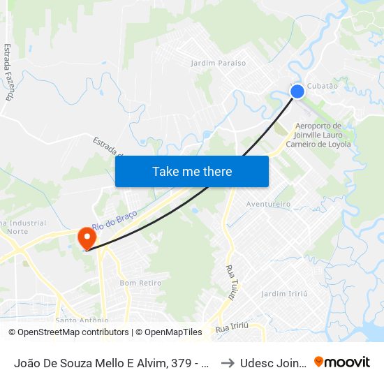 João De Souza Mello E Alvim, 379 - Cubatão to Udesc Joinville map