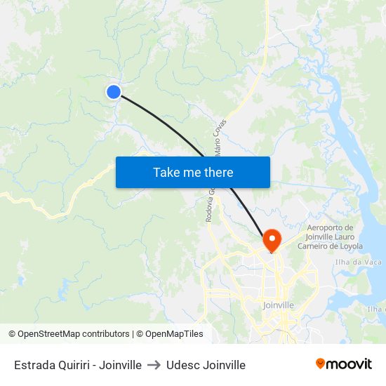 Estrada Quiriri - Joinville to Udesc Joinville map