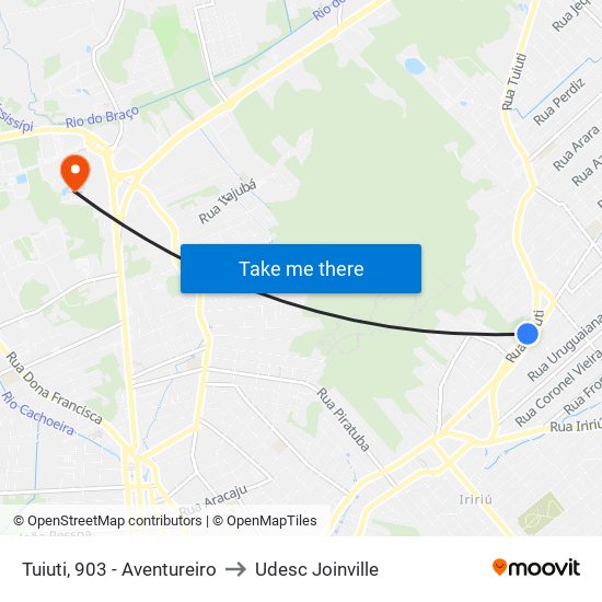 Tuiuti, 903 - Aventureiro to Udesc Joinville map