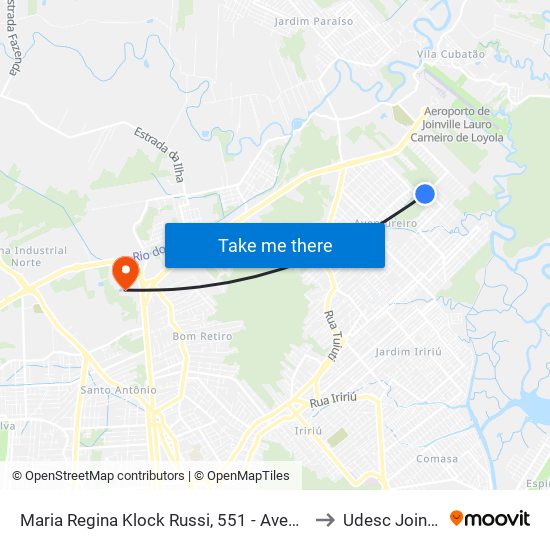 Maria Regina Klock Russi, 551 - Aventureiro to Udesc Joinville map