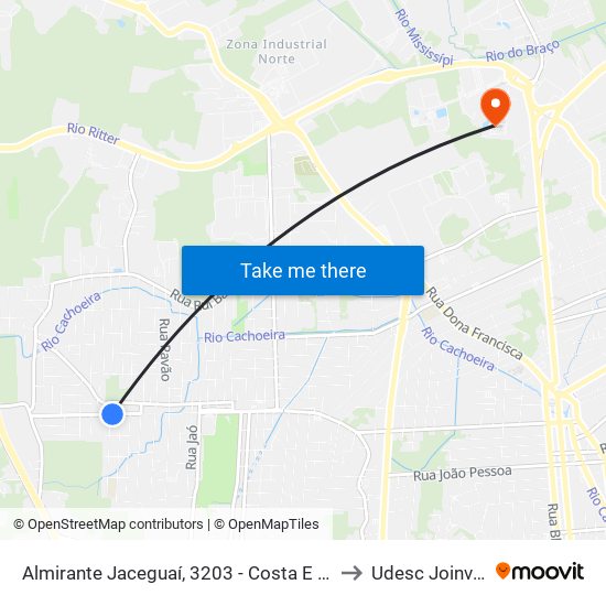 Almirante Jaceguaí, 3203 - Costa E Silva to Udesc Joinville map