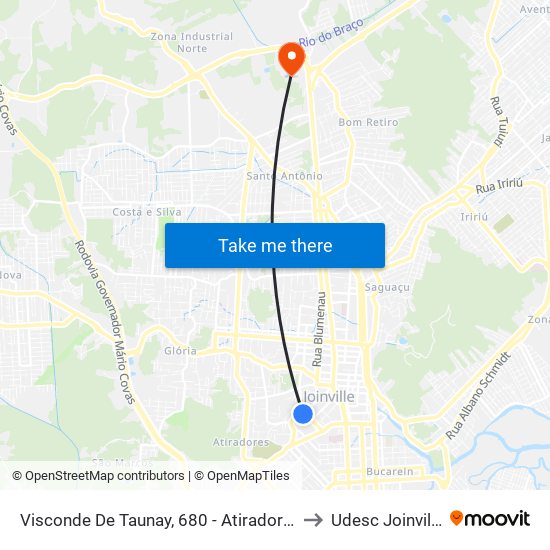 Visconde De Taunay, 680 - Atiradores to Udesc Joinville map