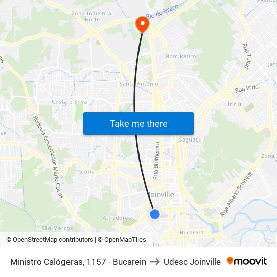 Ministro Calógeras, 1157 - Bucarein to Udesc Joinville map