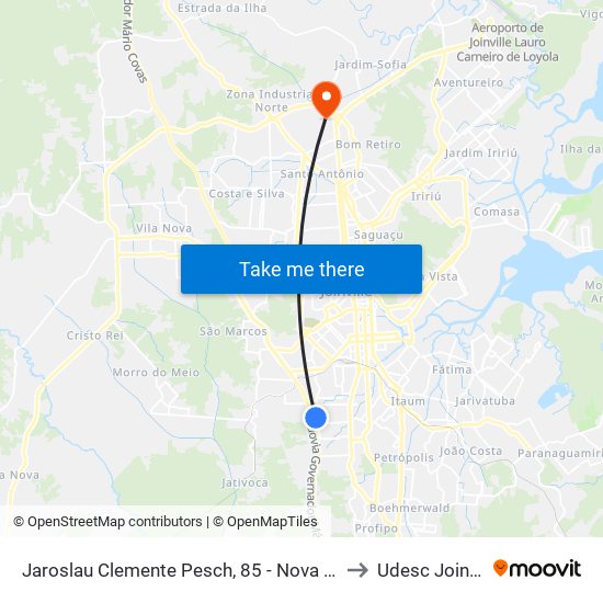 Jaroslau Clemente Pesch, 85 - Nova Brasília to Udesc Joinville map