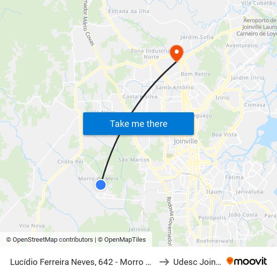 Lucídio Ferreira Neves, 642 - Morro Do Meio to Udesc Joinville map