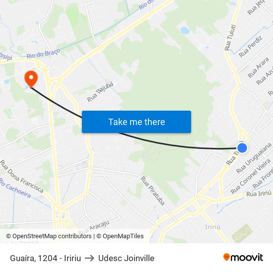 Guaíra, 1204 - Iririu to Udesc Joinville map