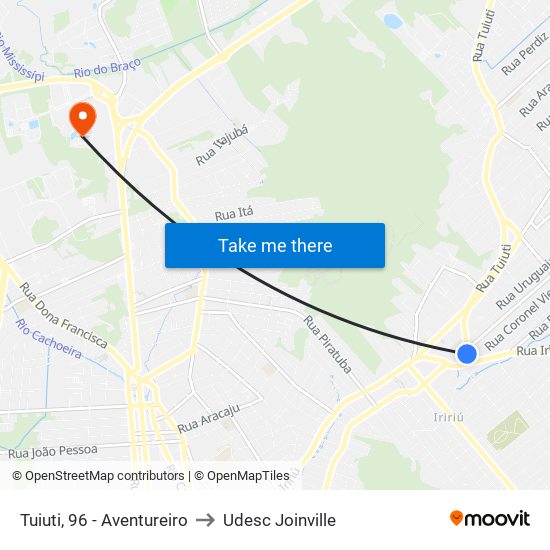 Tuiuti, 96 - Aventureiro to Udesc Joinville map