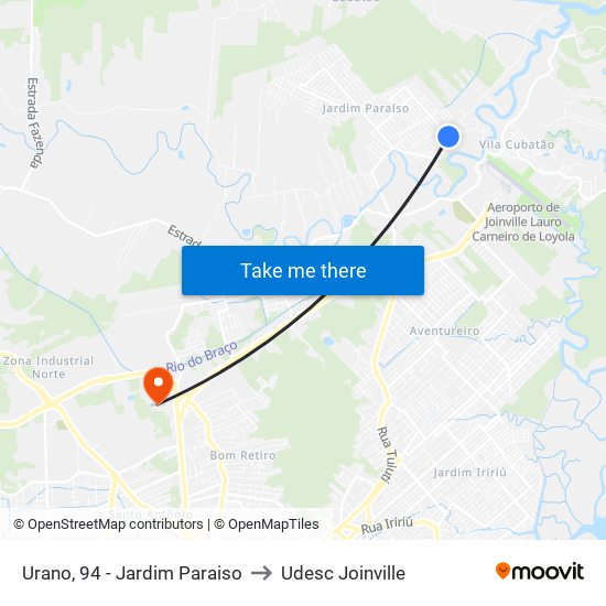 Urano, 94 - Jardim Paraiso to Udesc Joinville map