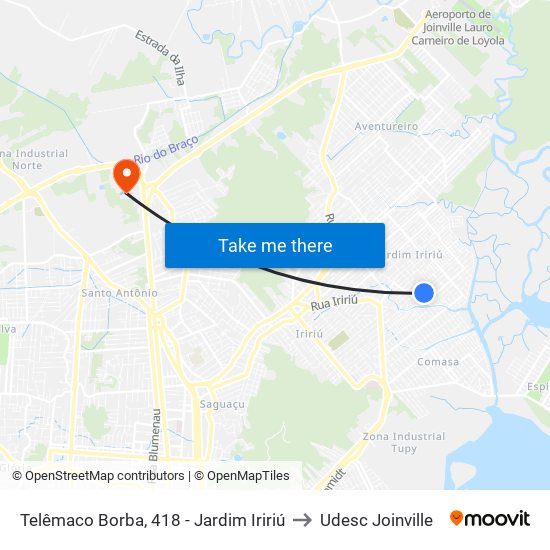 Telêmaco Borba, 418 - Jardim Iririú to Udesc Joinville map