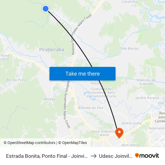 Estrada Bonita, Ponto Final - Joinville to Udesc Joinville map