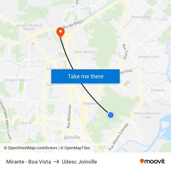 Mirante - Boa Vista to Udesc Joinville map