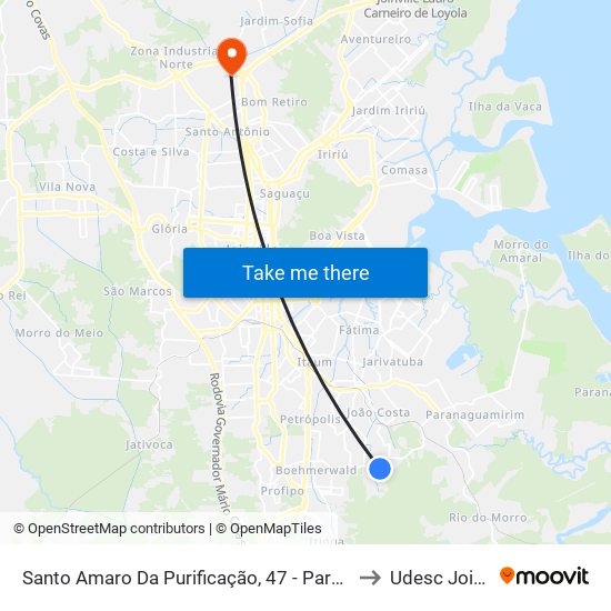 Santo Amaro Da Purificação, 47 - Parque Guarani to Udesc Joinville map