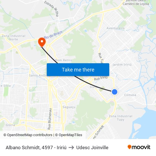 Albano Schmidt, 4597 - Iririú to Udesc Joinville map