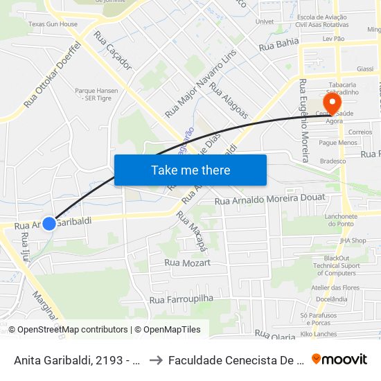 Anita Garibaldi, 2193 - Anita Garibaldi to Faculdade Cenecista De Joinville - Cnec map