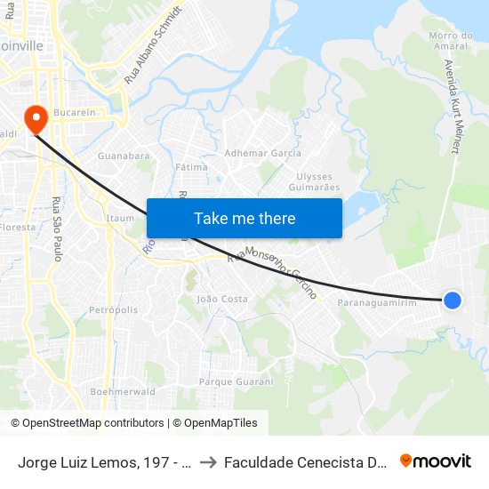 Jorge Luiz Lemos, 197 - Paranaguamirim to Faculdade Cenecista De Joinville - Cnec map