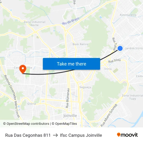 Rua Das Cegonhas 811 to Ifsc Campus Joinville map