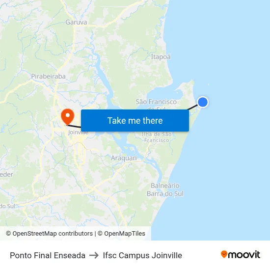 Ponto Final Enseada to Ifsc Campus Joinville map