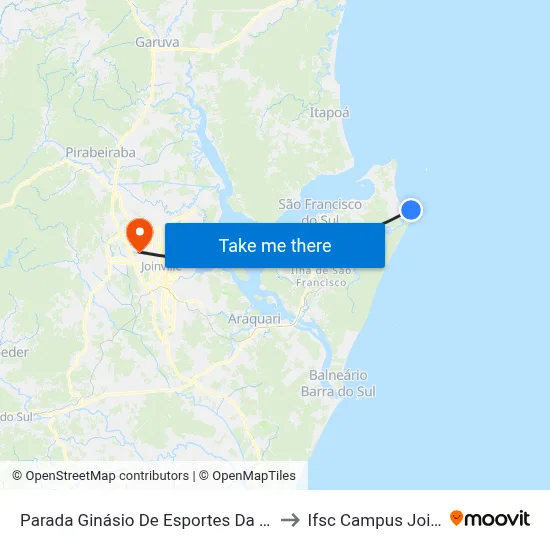 Parada Ginásio De Esportes Da Enseada to Ifsc Campus Joinville map