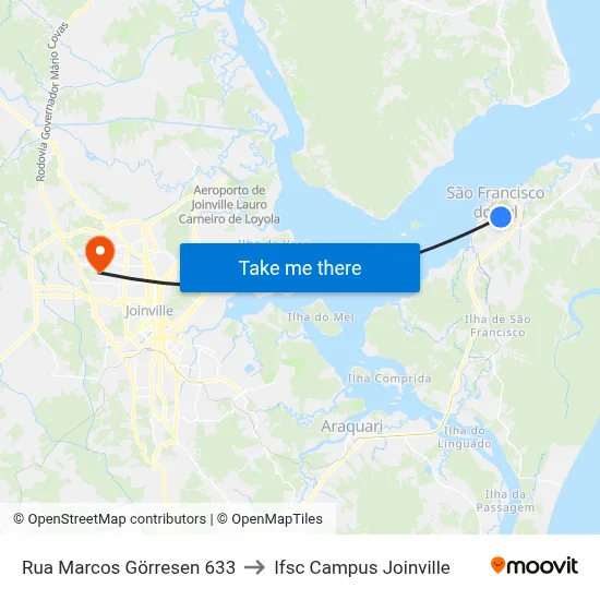 Rua Marcos Görresen 633 to Ifsc Campus Joinville map