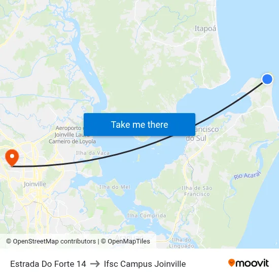 Estrada Do Forte 14 to Ifsc Campus Joinville map