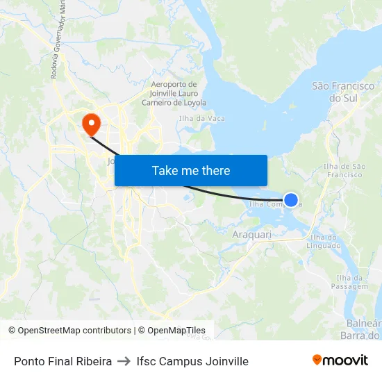 Ponto Final Ribeira to Ifsc Campus Joinville map
