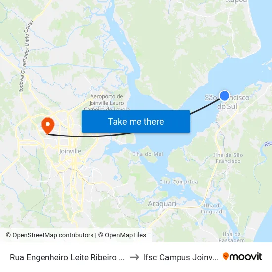 Rua Engenheiro Leite Ribeiro 468 to Ifsc Campus Joinville map