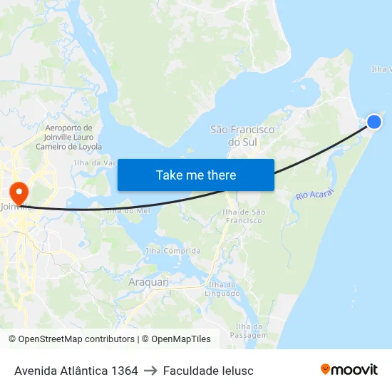 Avenida Atlântica 1364 to Faculdade Ielusc map