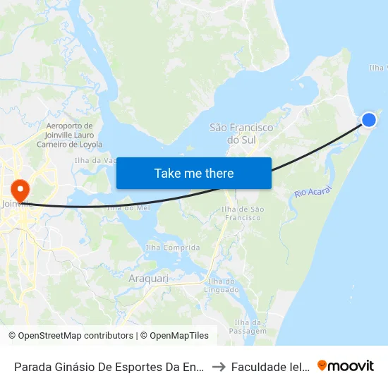 Parada Ginásio De Esportes Da Enseada to Faculdade Ielusc map