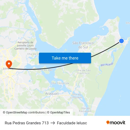 Rua Pedras Grandes 713 to Faculdade Ielusc map