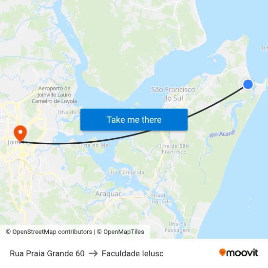 Rua Praia Grande 60 to Faculdade Ielusc map