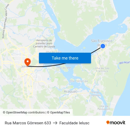 Rua Marcos Görresen 633 to Faculdade Ielusc map