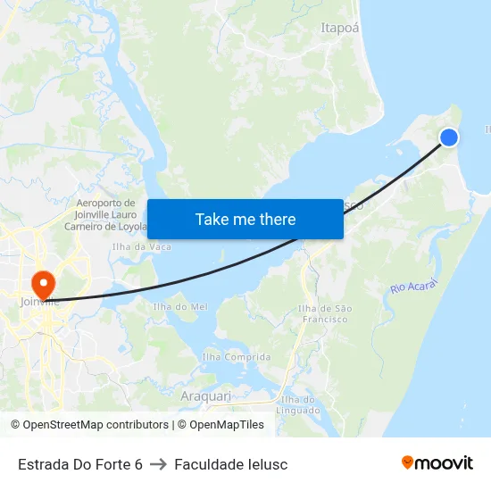 Estrada Do Forte 6 to Faculdade Ielusc map