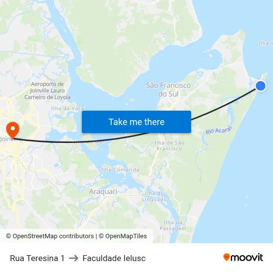 Rua Teresina 1 to Faculdade Ielusc map