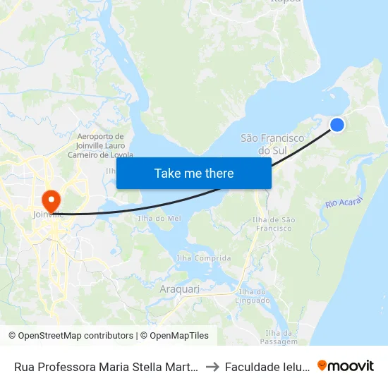 Rua Professora Maria Stella Martins to Faculdade Ielusc map