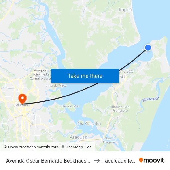 Avenida Oscar Bernardo Beckhauser,1026 to Faculdade Ielusc map