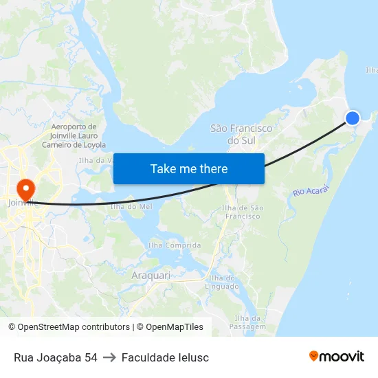 Rua Joaçaba 54 to Faculdade Ielusc map