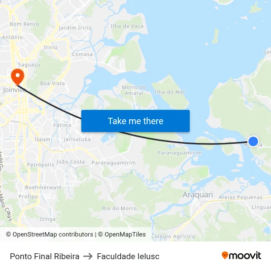 Ponto Final Ribeira to Faculdade Ielusc map